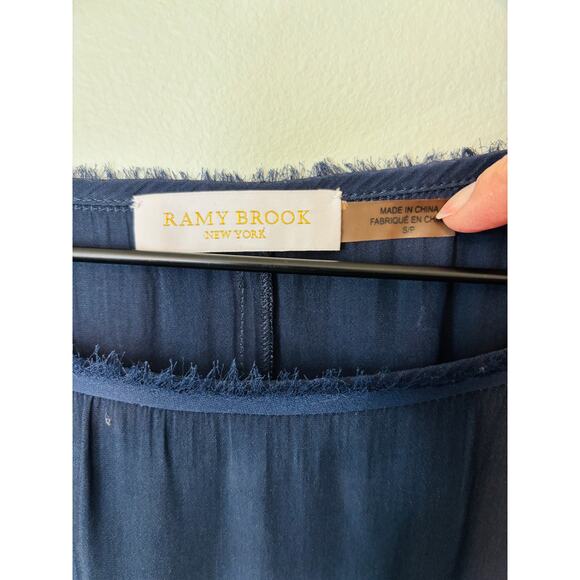 Ramy Brook Navy Mini Dress Small Blue Short Sleeve Blouson - Picture 6 of 8